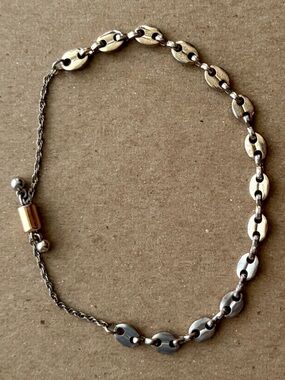 Vintage 90s Two Tone Puffed Anchor Link Bolo Bracelet